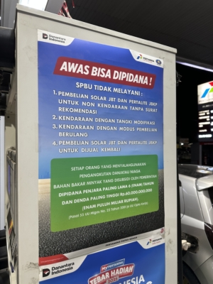 SPBU Pasang Peringatan: Penyalahgunaan BBM Subsidi Bisa Dipidana 6 Tahun Penjara dan Denda Rp60 Miliar