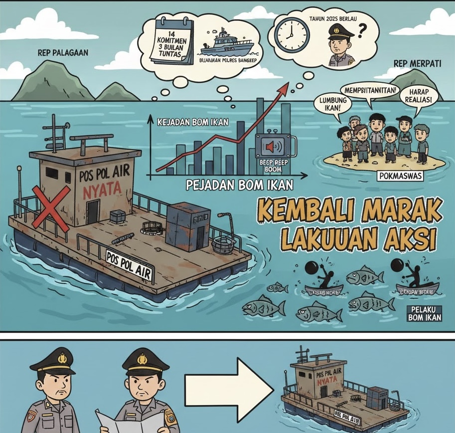 POS POL AIR YANG DIJANJIKAN TAK KUNJUNG HADIR, AKSI BOM IKAN DI LAUT BANGKEP KEMBALI MENGGANAS