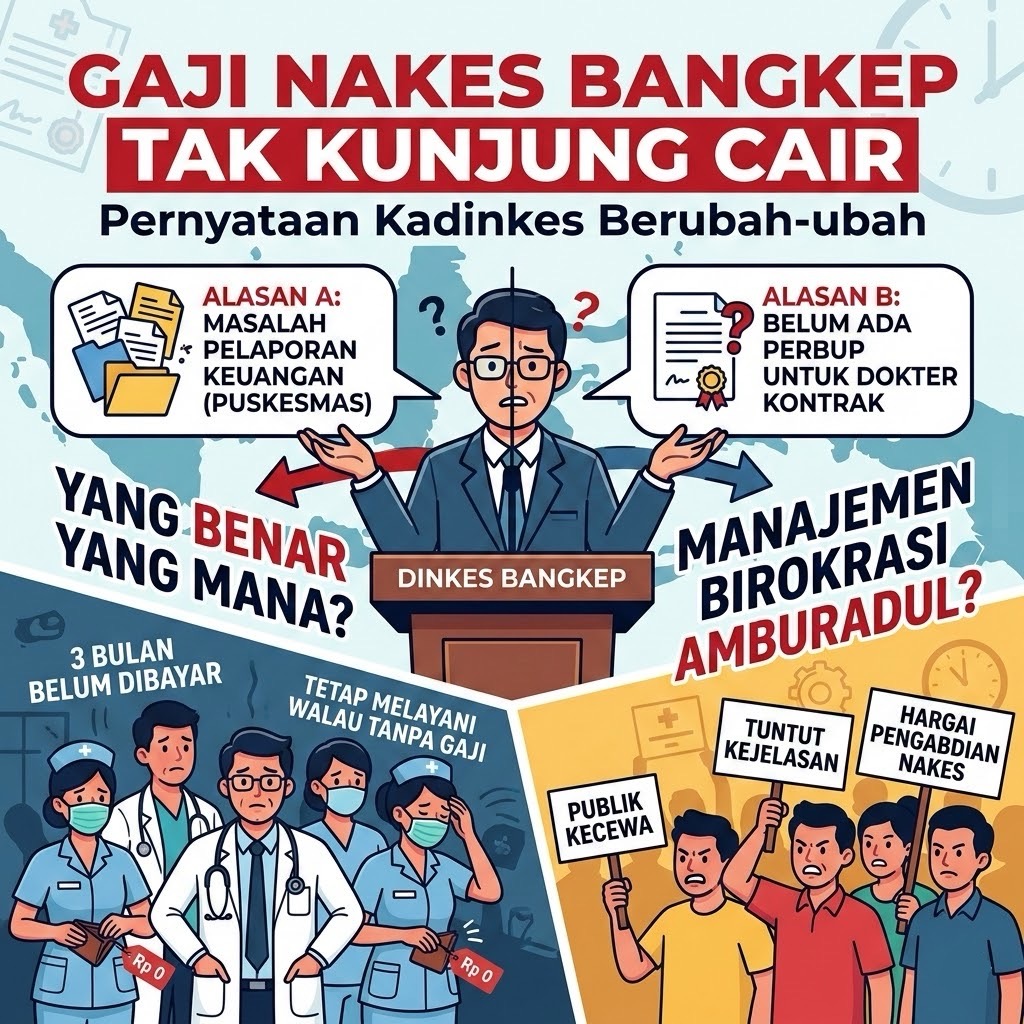 Gaji Nakes Bangkep Tak Kunjung Cair, Pernyataan Kadinkes Berubah-ubah – Publik: “Yang Benar Yang Mana?”