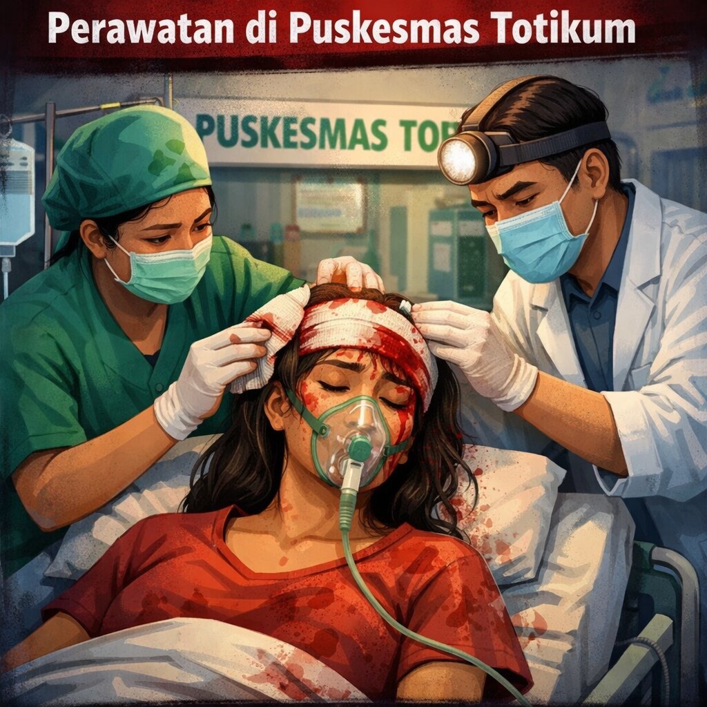 Diduga Dibacok Suami Saat Mabuk, Seorang Perempuan Menjalani Perawatan di Puskesmas Totikum