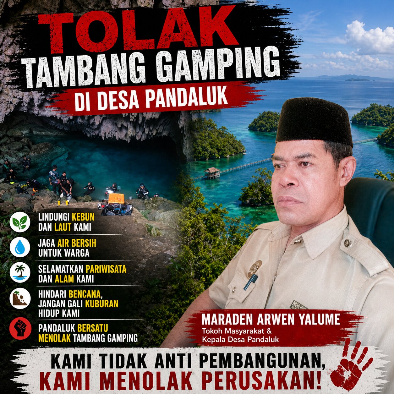 Maraden Arwen Yalume Tolak Tambang Gamping di Pandaluk: “Ini Sama Saja Menggali Kuburan Hidup bagi Warga”