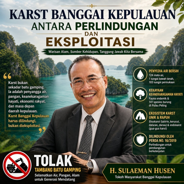 H. Sulaeman Husen: Karst Banggai Kepulauan antara perlindungan dan ekploitasi