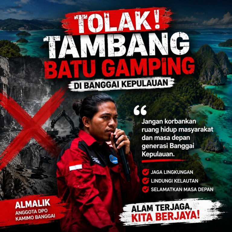 KaMIMo Banggai Tolak Tambang Batu Gamping di Banggai Kepulauan: “Jangan Korbankan Ruang Hidup Masyarakat”