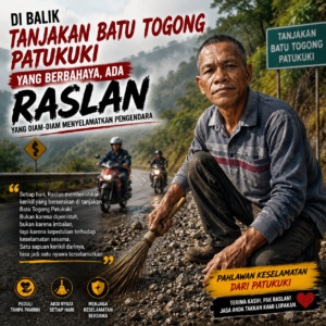 Di Balik Tanjakan Batu Togong Patukuki yang Berbahaya, Ada Raslan yang Diam-Diam Menyelamatkan Pengendara