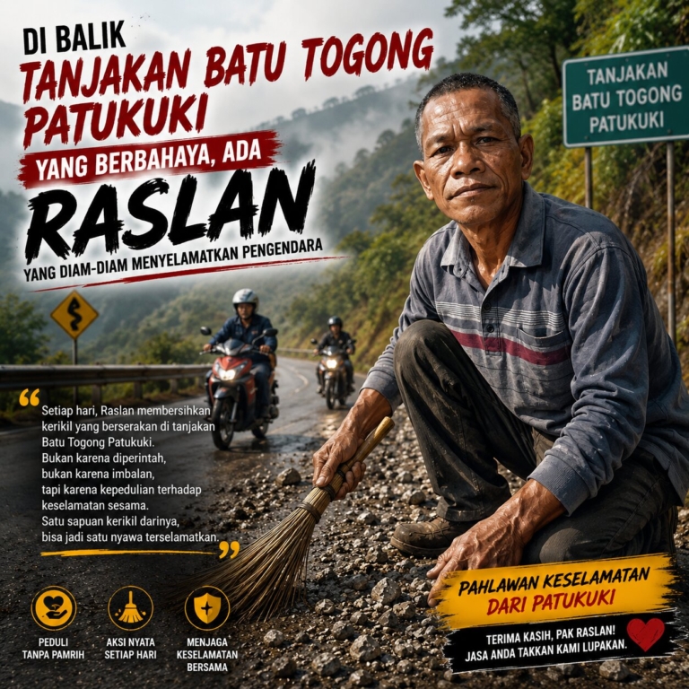 Di Balik Tanjakan Batu Togong Patukuki yang Berbahaya, Ada Raslan yang Diam-Diam Menyelamatkan Pengendara