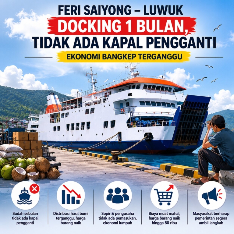 Masyarakat Keluhkan Tidak Ada Kapal Pengganti Saat Feri Saiyong-Luwuk Docking, Aktivitas Ekonomi Bangkep Terganggu