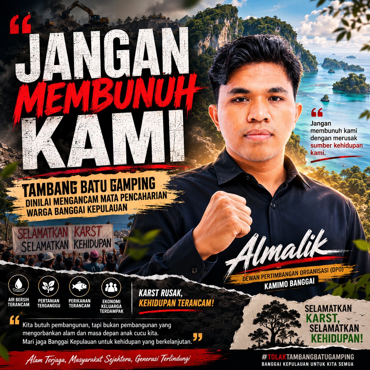 Almalik: “Jangan Membunuh Kami, Tambang Batu Gamping Mengancam Mata Pencaharian Warga Banggai Kepulauan”