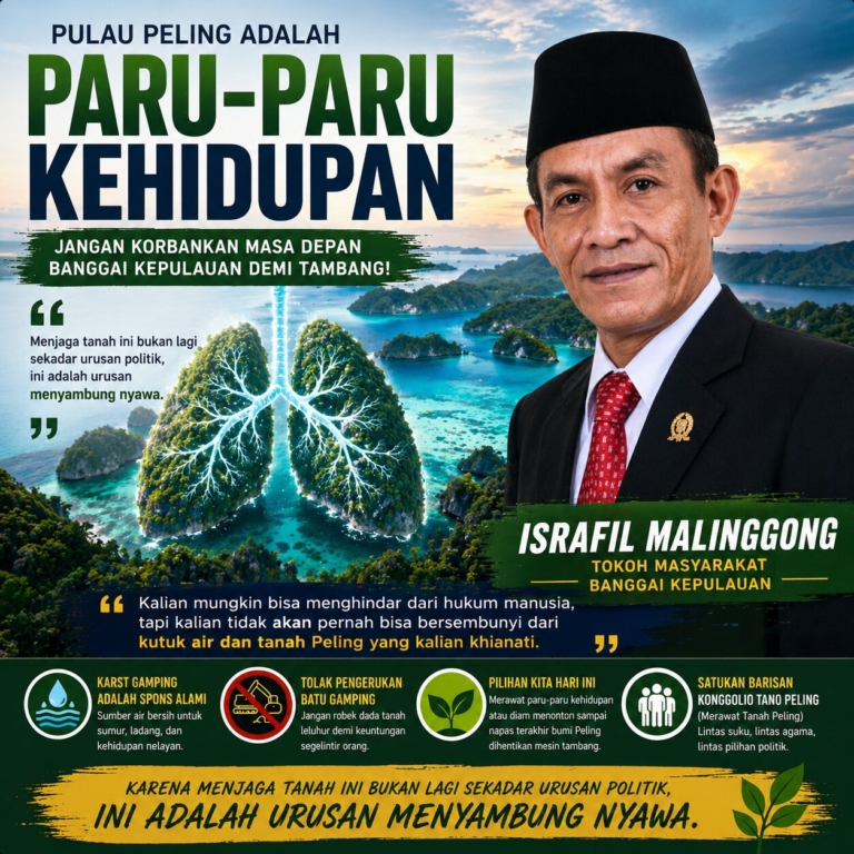 Israfil Malinggong: Pulau Peling Adalah “Paru-Paru Kehidupan”, Jangan Korbankan Masa Depan Banggai Kepulauan demi Tambang Batu Gamping