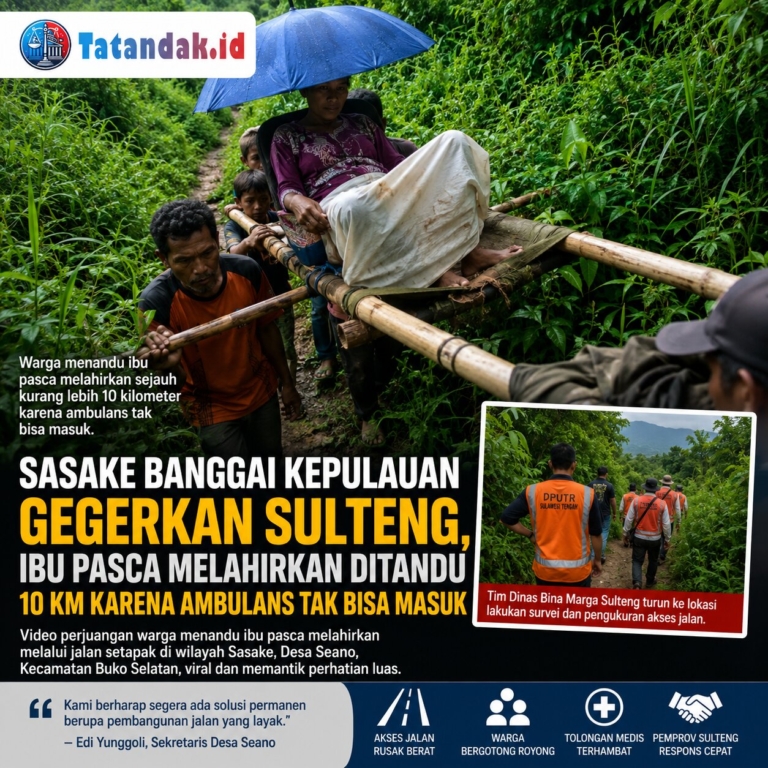 Sasake Banggai Kepulauan Gegerkan Sulteng, Ibu Pasca Melahirkan Ditandu 10 Km Karena Ambulans Tak Bisa Masuk