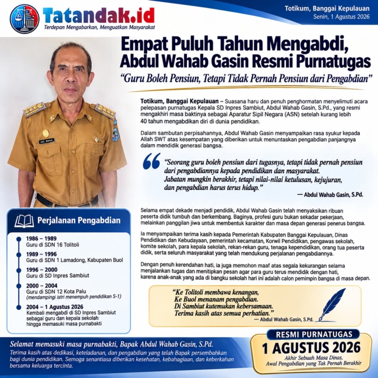 Empat Puluh Tahun Mengabdi, Abdul Wahab Gasin Resmi Purnatugas: “Guru Boleh Pensiun, Tetapi Tidak Pernah Pensiun dari Pengabdian”