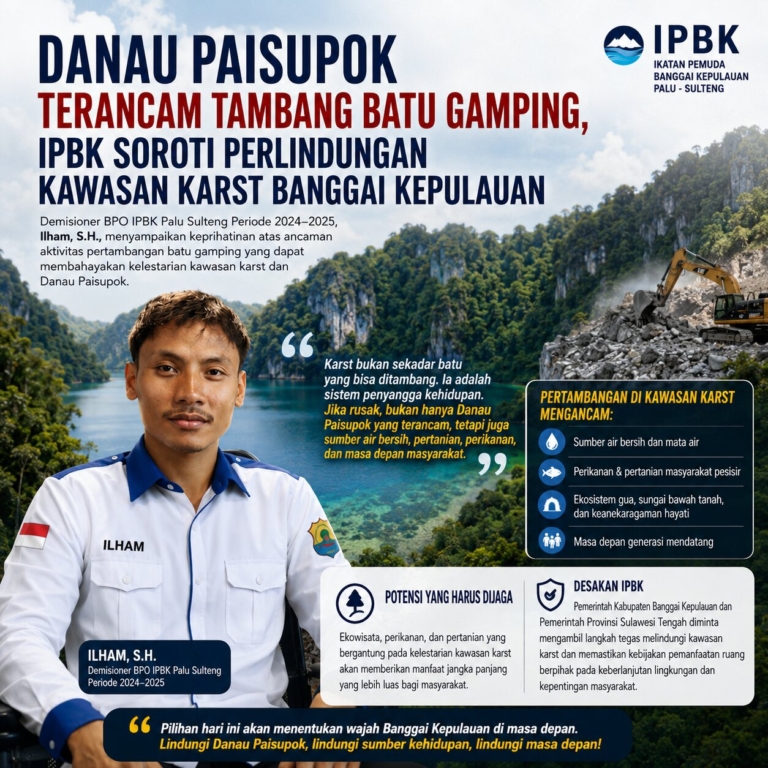 Danau Paisupok Terancam Tambang Batu Gamping, IPBK Soroti Perlindungan Kawasan Karst Banggai Kepulauan