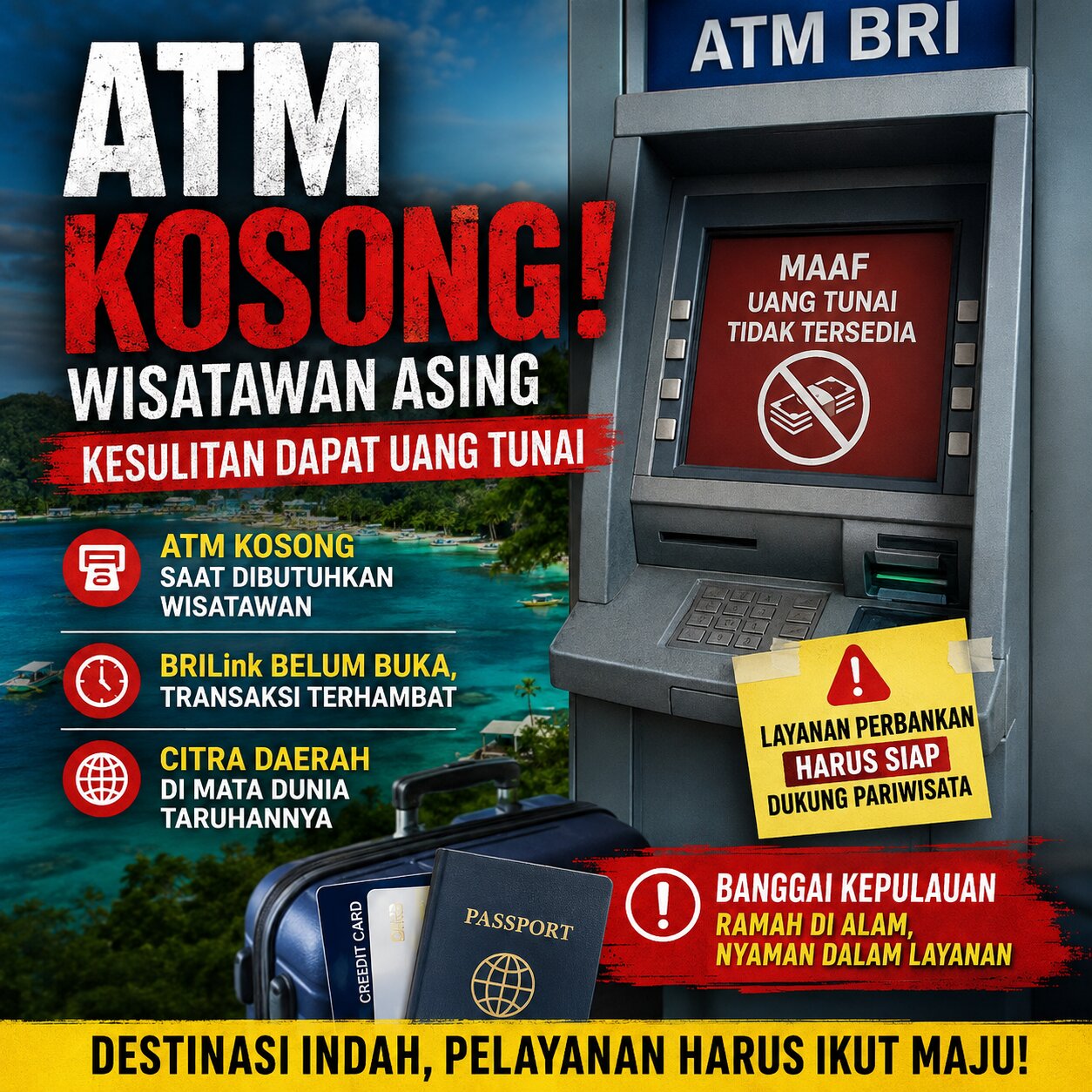 ATM Kosong Saat Wisatawan Asing Membutuhkan Uang Tunai, Pelayanan Perbankan di Banggai Kepulauan Perlu Diperhatikan