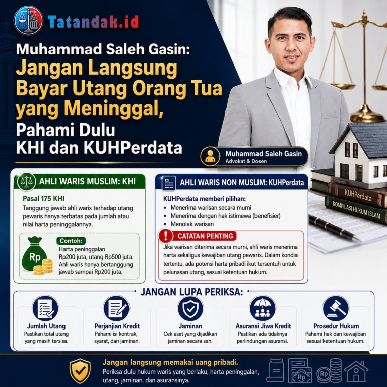 Muhammad Saleh Gasin: Jangan Langsung Bayar Utang Orang Tua yang Meninggal, Pahami Dulu KHI dan KUHPerdata
