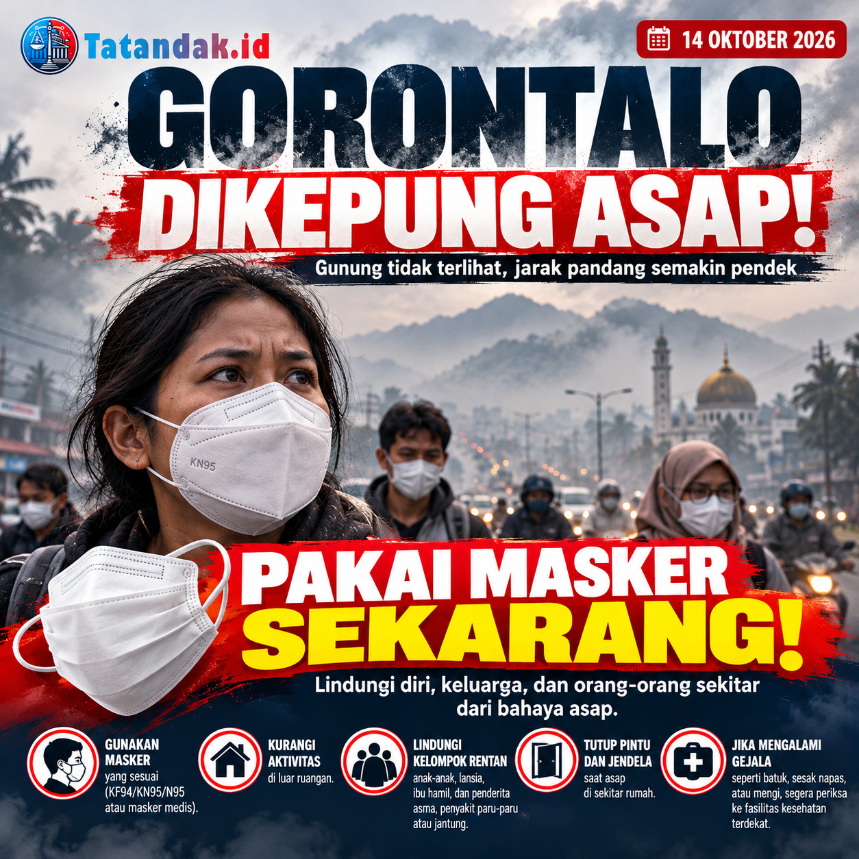 Gorontalo Dikepung Asap, Warga Diimbau Pakai Masker untuk Lindungi Kesehatan