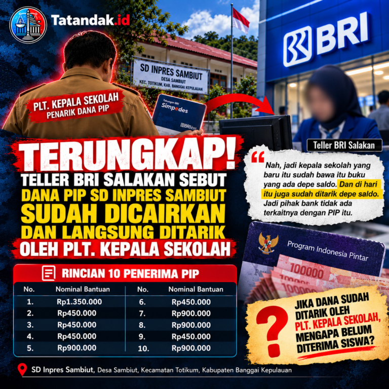 TERUNGKAP! Teller BRI Salakan Sebut Dana PIP SD Inpres Sambiut Sudah Dicairkan dan Langsung Ditarik Plt. Kepala Sekolah